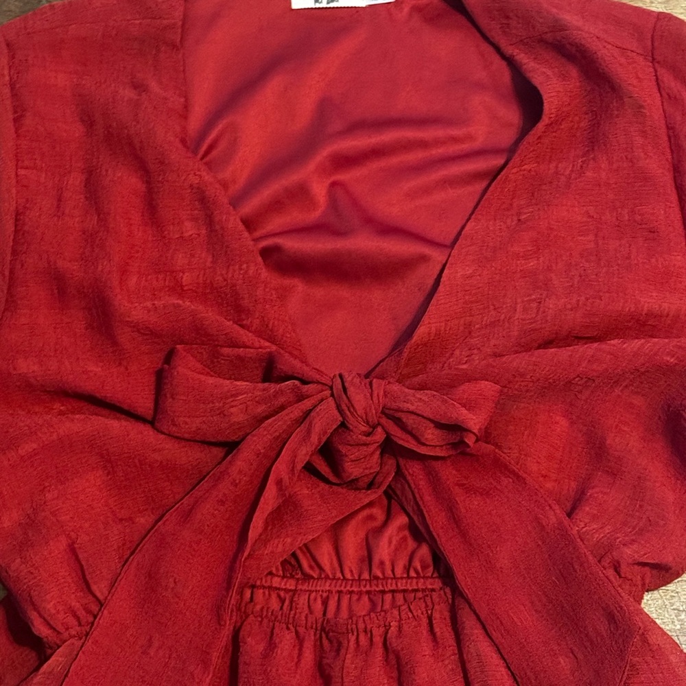 Miami Red Ruffle Sleeve Romper - Picture 3 of 6